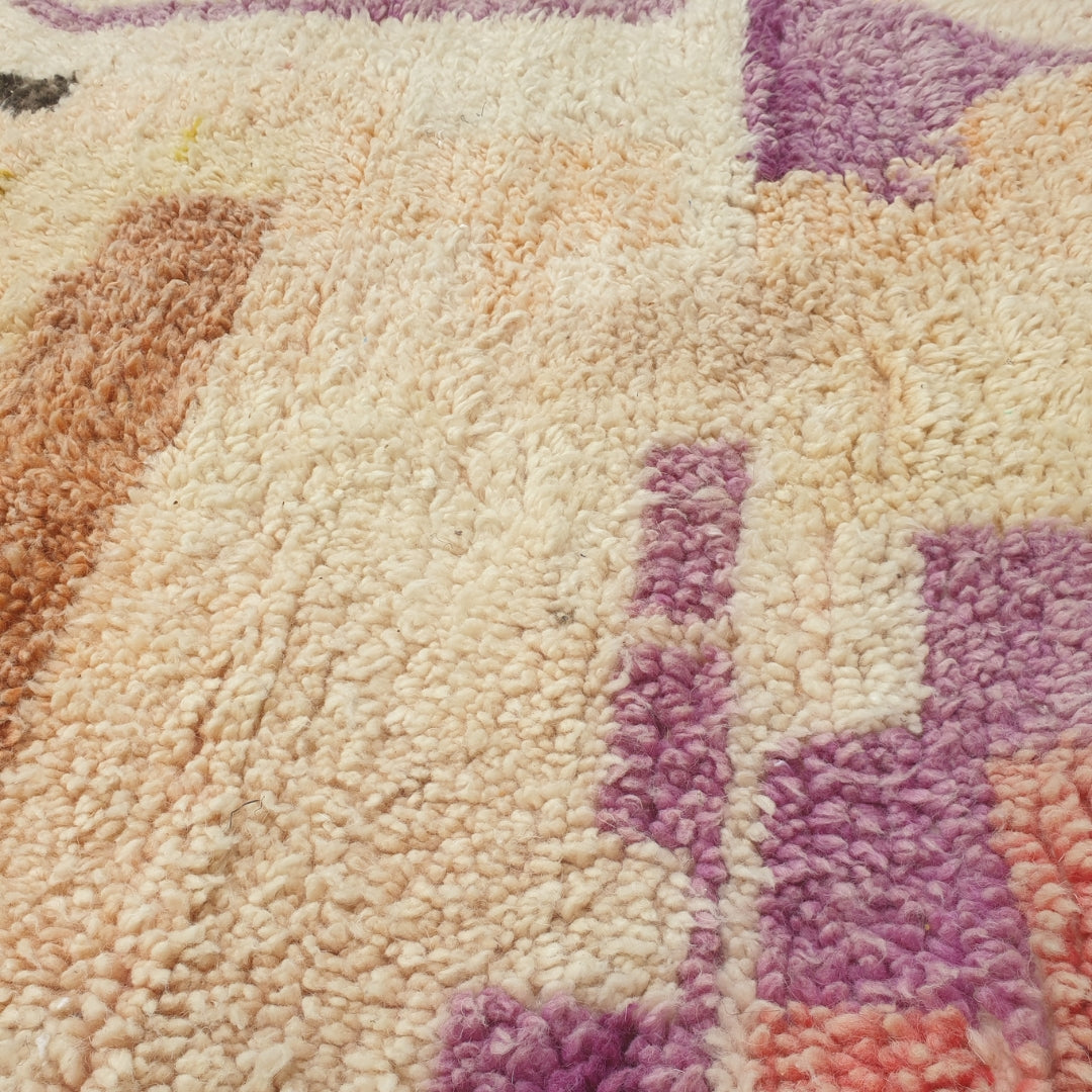 Makyna - Neutral Pastel Moroccan Rug with Soft Muted Abstract Pattern - Handwoven Berber Carpet | 6'5"x10'6" Ft | 195x321 cm
