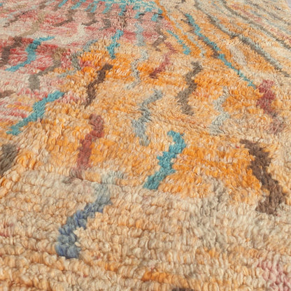 Yajina - Pink & Teal Moroccan Boujad Rug with Camel Motif and Zigzag Pattern - Handwoven Berber Carpet | 6'1"x10' Ft | 186x306 cm