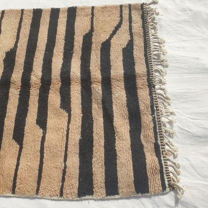 Bolka - 6x8 Bold Striped Beni Ourain Rug in Black and Tan - Handwoven Berber Carpet | 6'2"x8' Ft | 190x242 cm