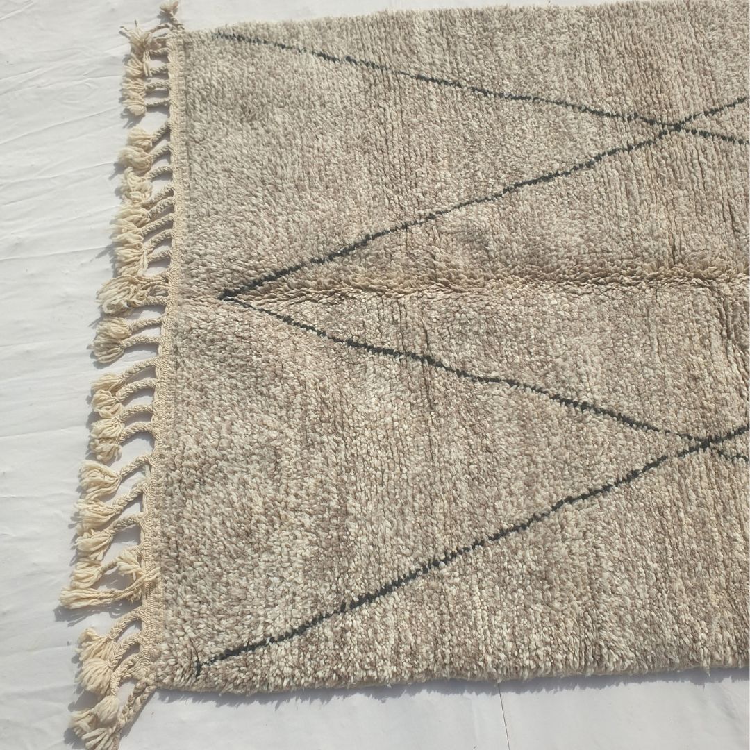 Wirafa - Tapis Beni Ouarain Losange Classique en Avoine - Tapis Berbere Tisse Main | 162x249 cm