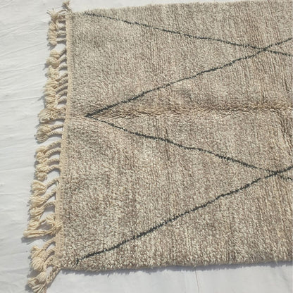 Wirafa - Tapis Beni Ouarain Losange Classique en Avoine - Tapis Berbere Tisse Main | 162x249 cm