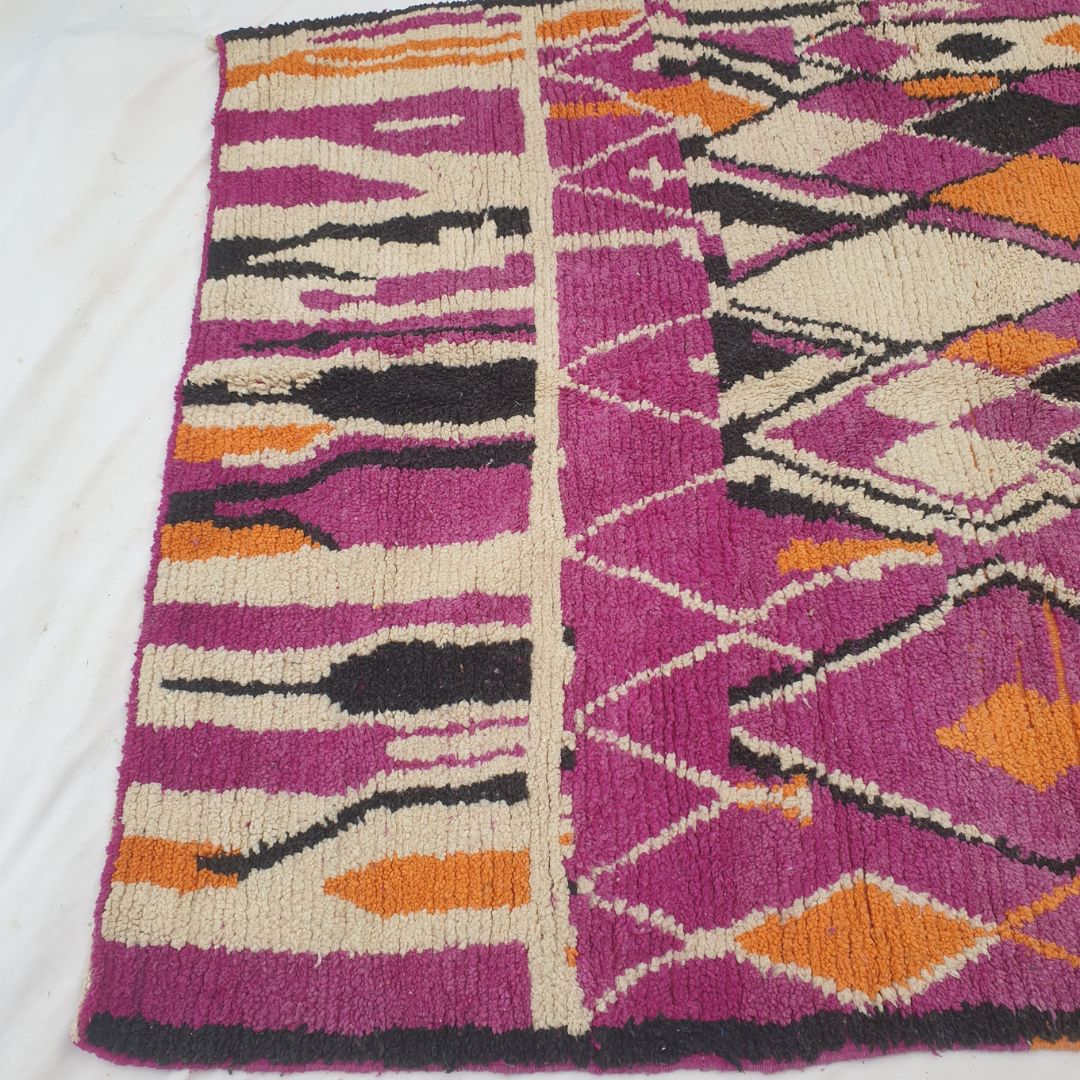 Hacla - 8x11 Moroccan Rug - Deep Purple Multicolor Boujad Berber Handwoven Wool Carpet | 7'5"×10'7" Ft | 227×323 cm