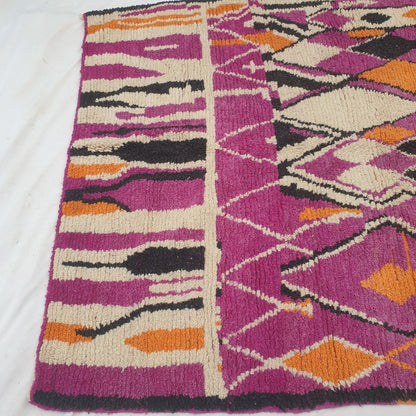 Hacla - 8x11 Moroccan Rug - Deep Purple Multicolor Boujad Berber Handwoven Wool Carpet | 7'5"×10'7" Ft | 227×323 cm