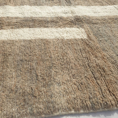 Farali - Beni Ourain Rug with Taupe Field and Scattered Ivory Mosaic Block Shapes - Handwoven Berber Carpet | 6'7"x10'7" Ft | 201x324 cm