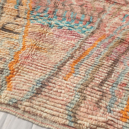 Yajina - Pink & Teal Moroccan Boujad Rug with Camel Motif and Zigzag Pattern - Handwoven Berber Carpet | 6'1"x10' Ft | 186x306 cm