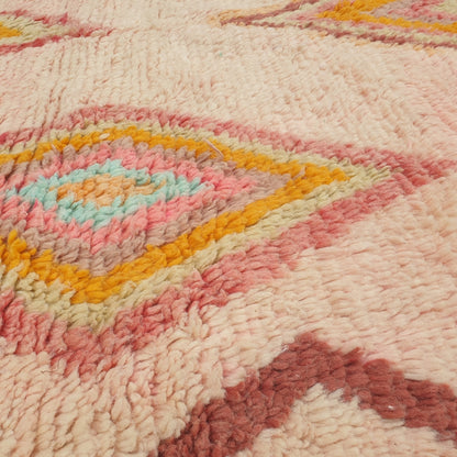 Kasma - Pink & Green Moroccan Rug with Bold Colorblock Diamond Design - Handwoven Berber Carpet | 6'4"x9'7" Ft | 194x293 cm
