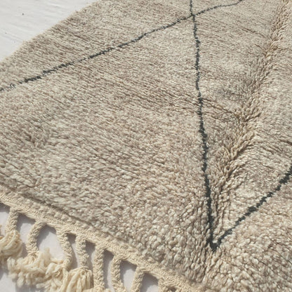 Wirafa - Tapis Beni Ouarain Losange Classique en Avoine - Tapis Berbere Tisse Main | 162x249 cm