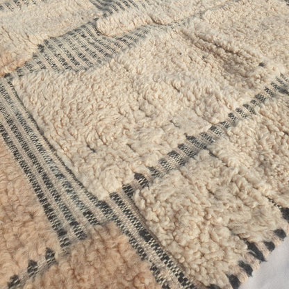 Fareja - Ivory & Blush Beni Ourain Rug - Two-Tone Block Patchwork Moroccan Berber Carpet | 6'5"x9'2" Ft | 196x280 cm