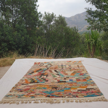 Yaftna - Colorful Ivory Moroccan Rug with Multicolor Boho Pattern - Handwoven Berber Carpet | 6'1"x10' Ft | 187x307 cm