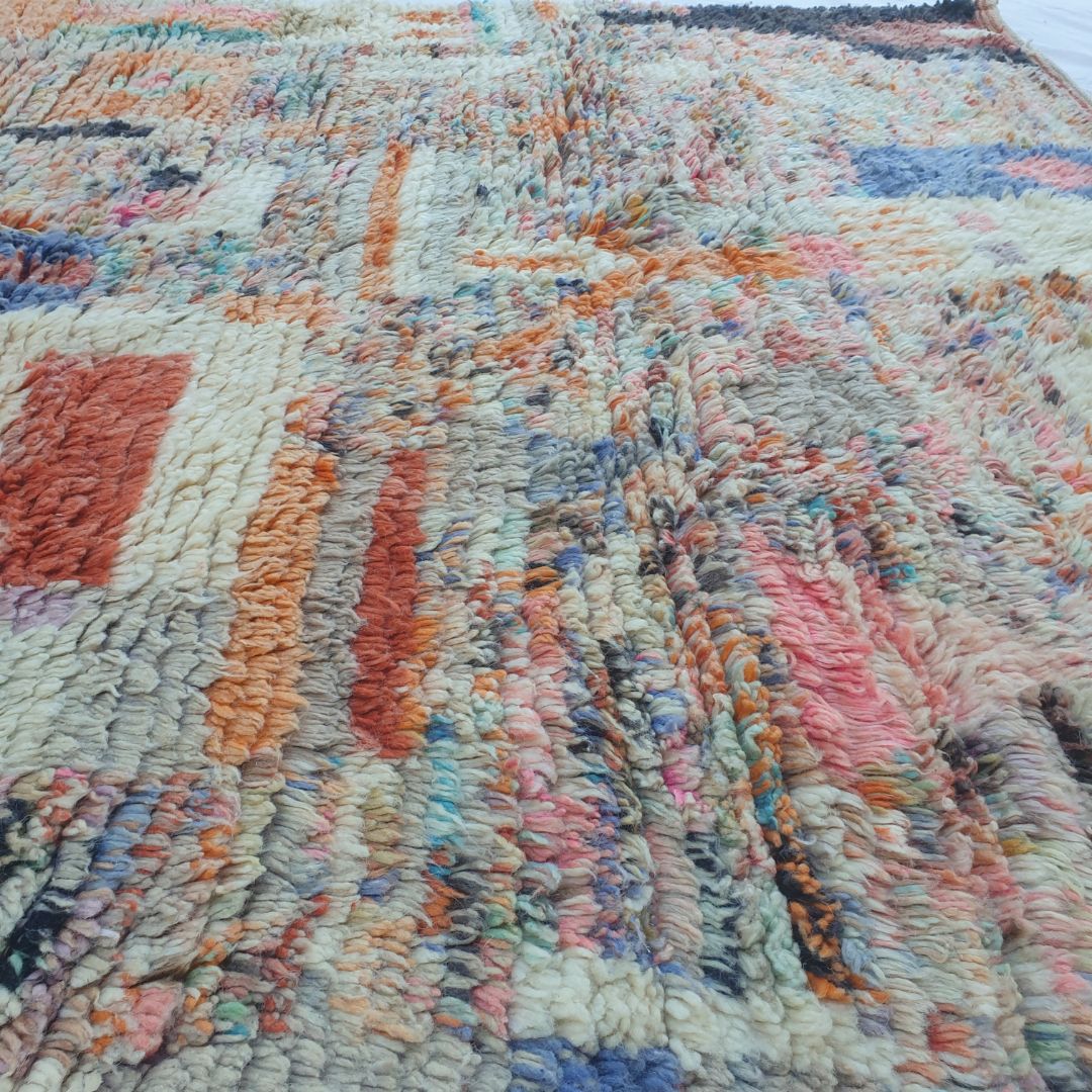 Anatali - Multicolored Abstract Boujad Rug 6x10 ft - Vibrant Handwoven Moroccan Berber Area Rug for Boho Living Room | 6'66x10'10 Ft | 203x308 cm - OunizZ