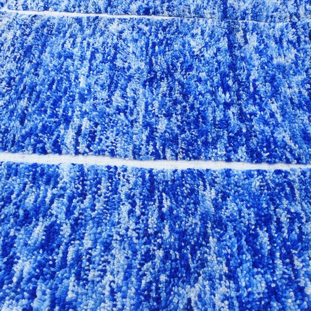 Asila | Blue Moroccan Rug 7x9 Soft Beni Ourain | Handmade Berber Wool Carpet | 7'21x9'65 Ft | 220x294 cm - OunizZ