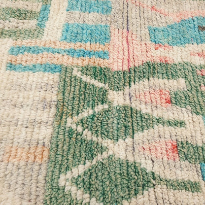 Balouka - Boujad 6x10 Green & Baby Blue Moroccan Rug Berber Handmade | 6'66x10'40 Ft | 203x317 cm - OunizZ