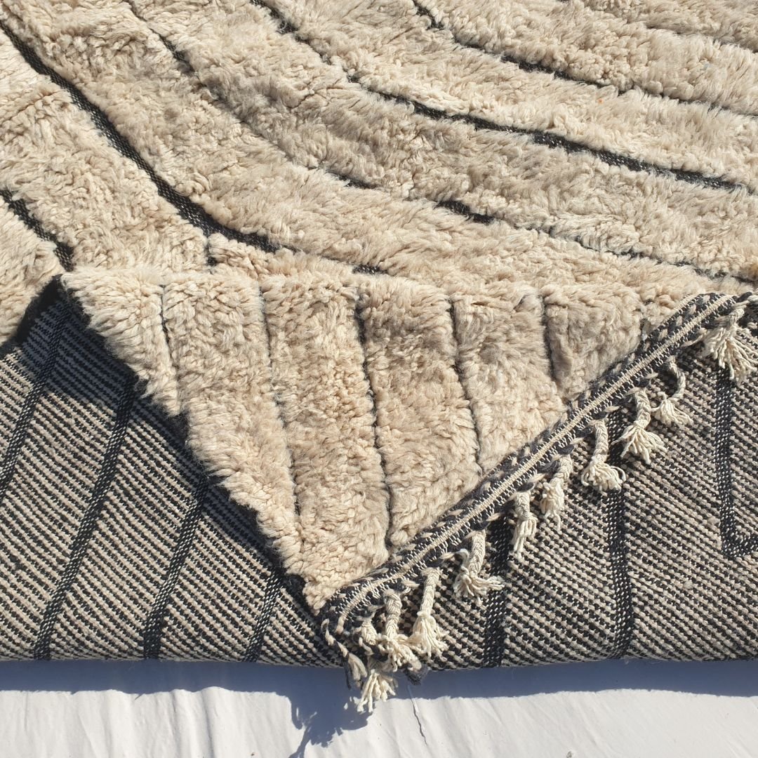 Banita | Ivory Beni Ourain Moroccan Rug 6x10 - Handwoven Ultra - Soft Wool rug | 6'72x10'20 Ft | 205x311 cm - OunizZ