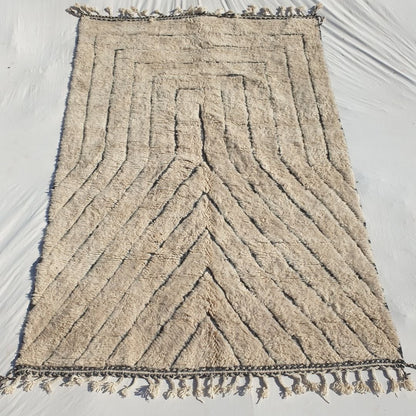 Banita | Ivory Beni Ourain Moroccan Rug 6x10 - Handwoven Ultra - Soft Wool rug | 6'72x10'20 Ft | 205x311 cm - OunizZ