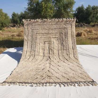 Banita | Ivory Beni Ourain Moroccan Rug 6x10 - Handwoven Ultra - Soft Wool rug | 6'72x10'20 Ft | 205x311 cm - OunizZ