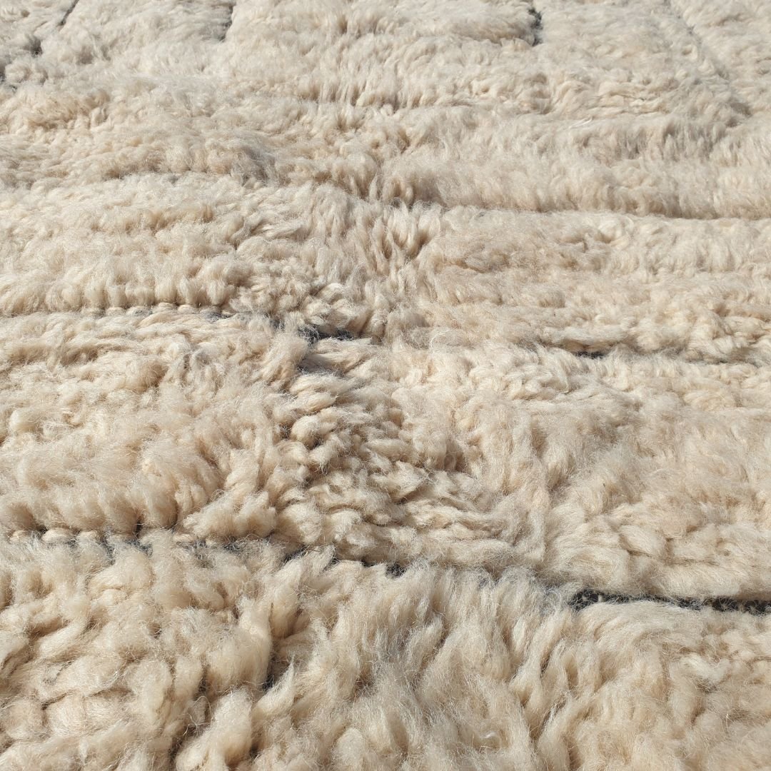 Banita | Ivory Beni Ourain Moroccan Rug 6x10 - Handwoven Ultra - Soft Wool rug | 6'72x10'20 Ft | 205x311 cm - OunizZ