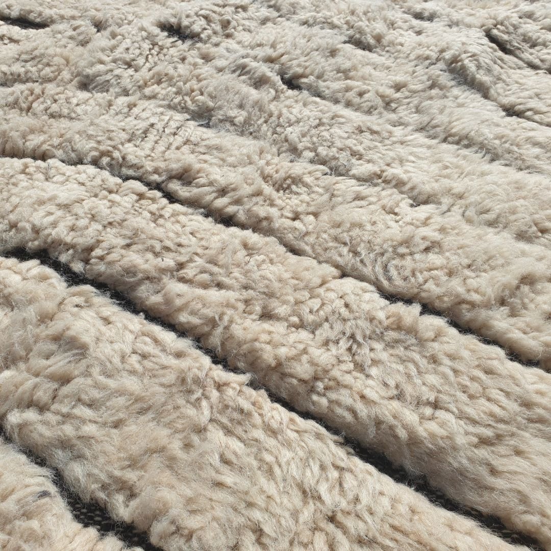 Banita | Ivory Beni Ourain Moroccan Rug 6x10 - Handwoven Ultra - Soft Wool rug | 6'72x10'20 Ft | 205x311 cm - OunizZ