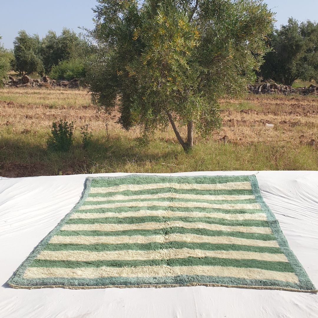 Bernata - Green Moroccan Rug Beni Mrirt Luxurious Ultra Soft & Thick | Custom - Rug (Made to Order) - OunizZ