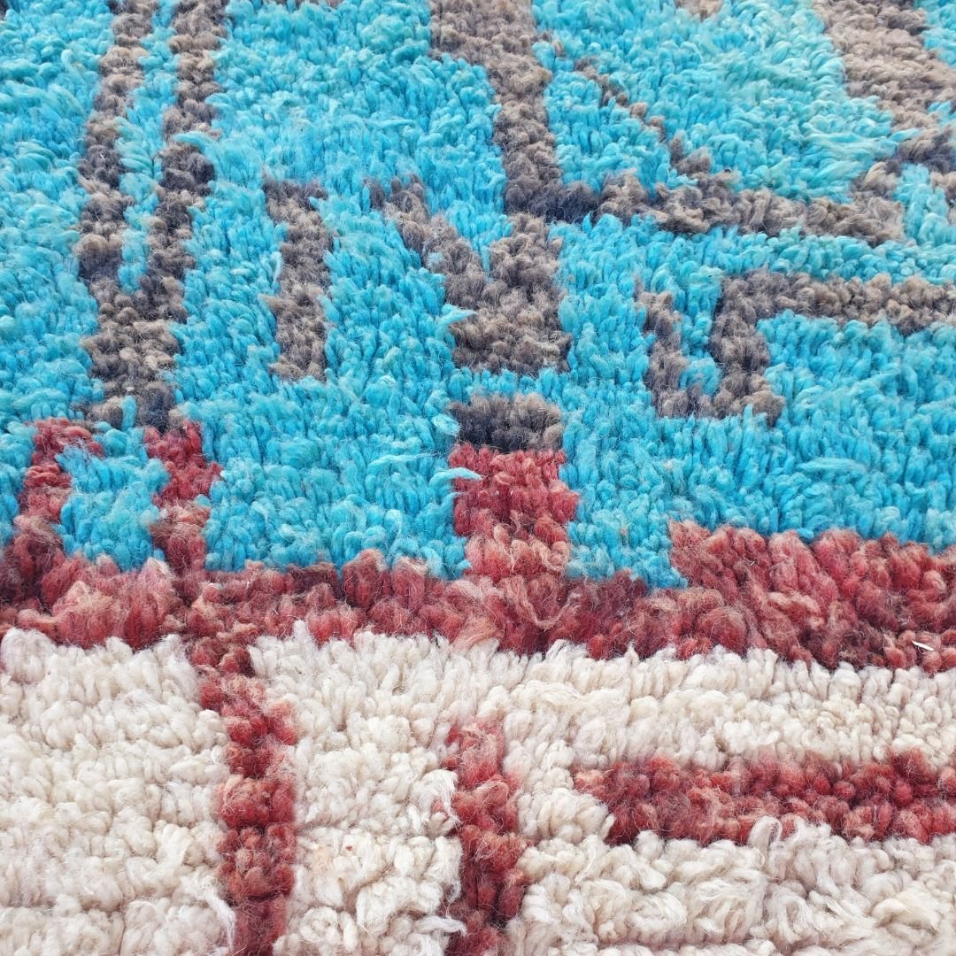 Blanou - Baby Blue Moroccan Rug 6x10 Berber Boujad Handmade | 6'50x10'70 Ft | 198x326 cm - OunizZ