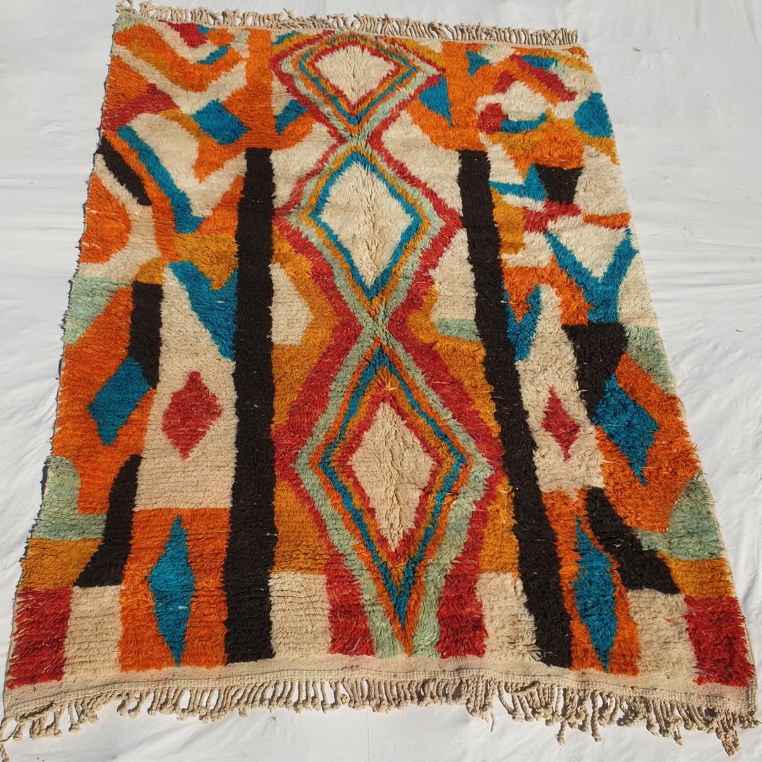 Bligha | Ultra Soft Colorful Beni Ourain 6x9 Moroccan Rug | Authentic Berber wool Beni Rug | 6'73x9'32 Ft | 205x284 cm - OunizZ