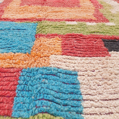 Blocla - 8x11 Moroccan Rug - Vibrant Red Multicolor Boujad Berber Handwoven Wool Carpet | 8'4"×11'5" Ft | 254×349 cm - OunizZ