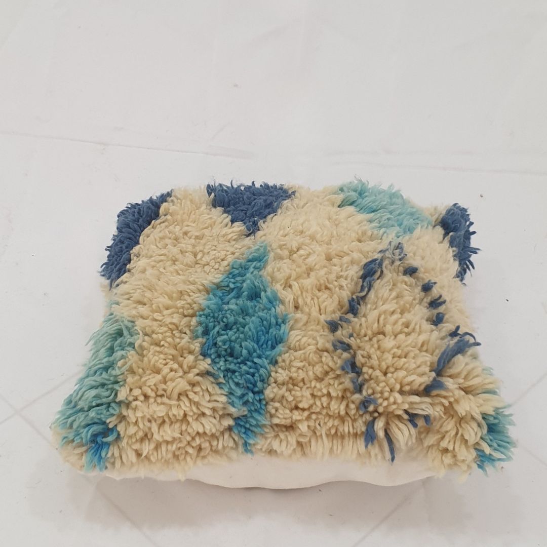 Boho Blue Throw Pillow – Cute Handwoven Diamond Cover 19x19 inches | 48x48 cm - OunizZ