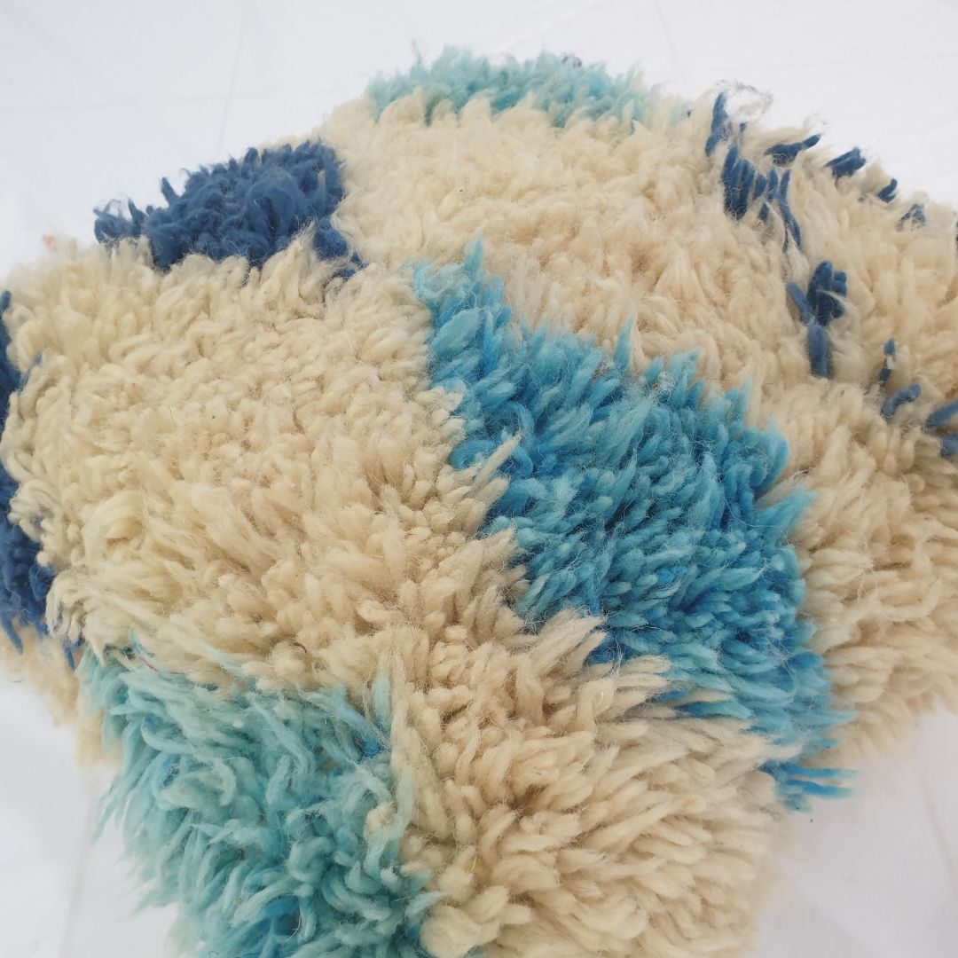 Boho Blue Throw Pillow – Cute Handwoven Diamond Cover 19x19 inches | 48x48 cm - OunizZ
