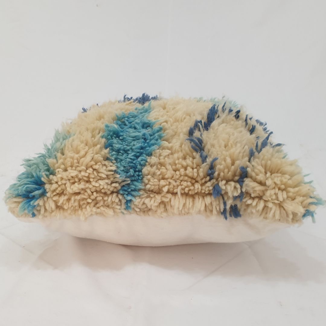 Boho Blue Throw Pillow – Cute Handwoven Diamond Cover 19x19 inches | 48x48 cm - OunizZ