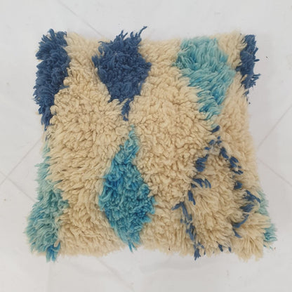 Boho Blue Throw Pillow – Cute Handwoven Diamond Cover 19x19 inches | 48x48 cm - OunizZ