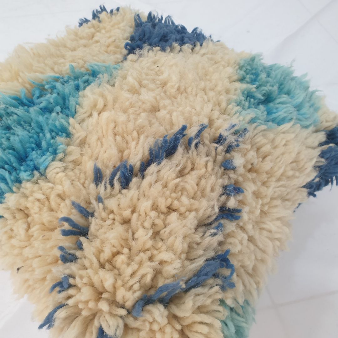 Boho Blue Throw Pillow – Cute Handwoven Diamond Cover 19x19 inches | 48x48 cm - OunizZ