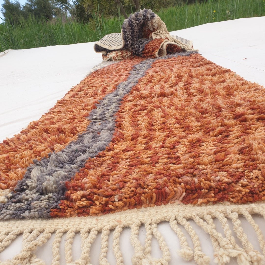 Canza Runner | Orange Moroccan Beni Mrirt Runner Rug Luxurious Ultra Soft & Thick | Colorful Hallway Runner | 2'76x13' Ft | 84x397 cm - OunizZ