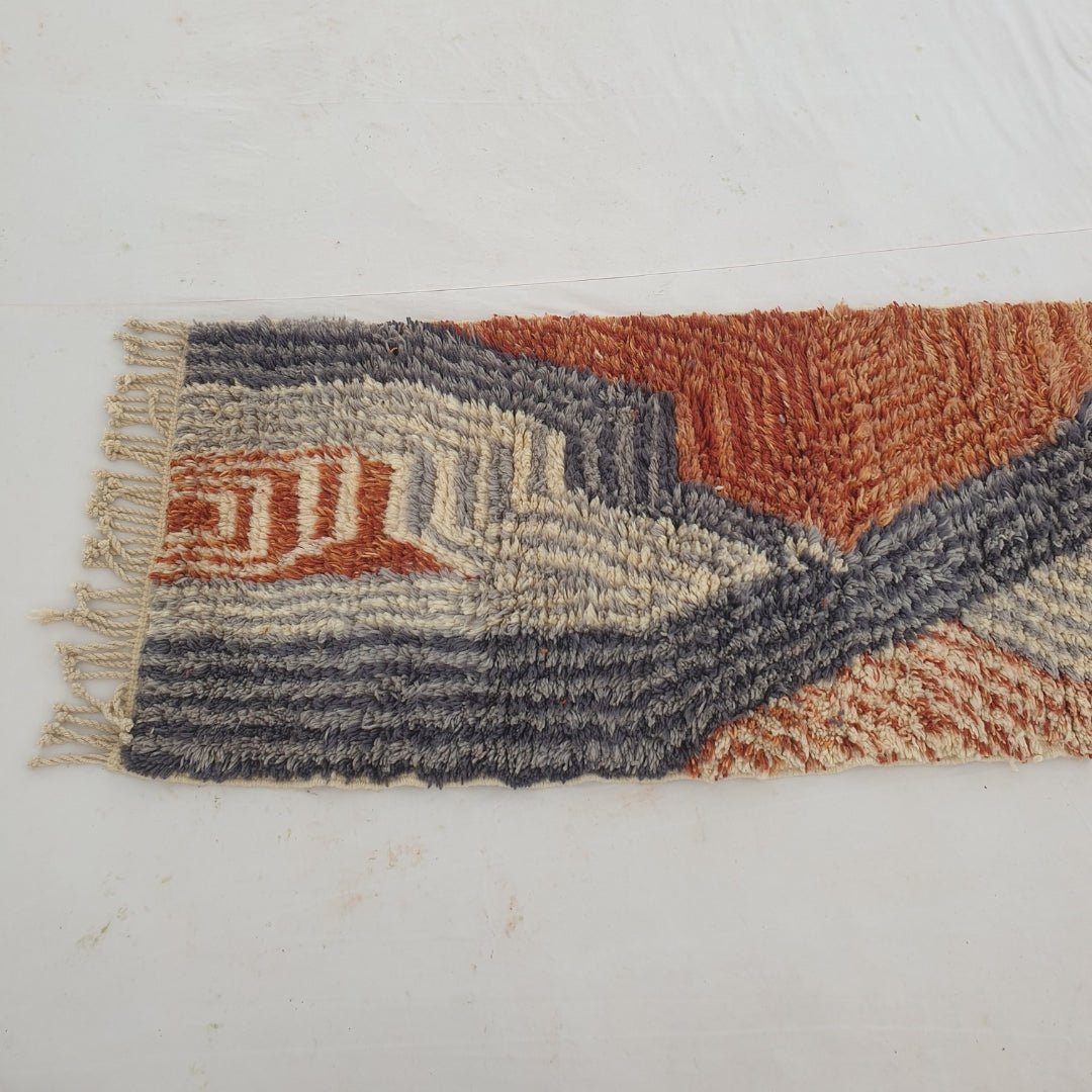 Canza Runner | Orange Moroccan Beni Mrirt Runner Rug Luxurious Ultra Soft & Thick | Colorful Hallway Runner | 2'76x13' Ft | 84x397 cm - OunizZ