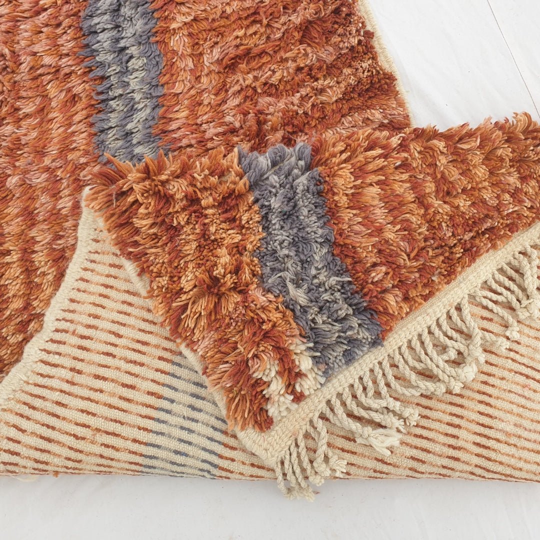 Canza Runner | Orange Moroccan Beni Mrirt Runner Rug Luxurious Ultra Soft & Thick | Colorful Hallway Runner | 2'76x13' Ft | 84x397 cm - OunizZ