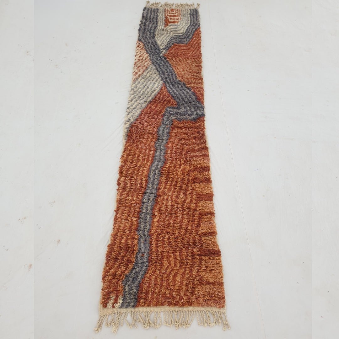 Canza Runner | Orange Moroccan Beni Mrirt Runner Rug Luxurious Ultra Soft & Thick | Colorful Hallway Runner | 2'76x13' Ft | 84x397 cm - OunizZ