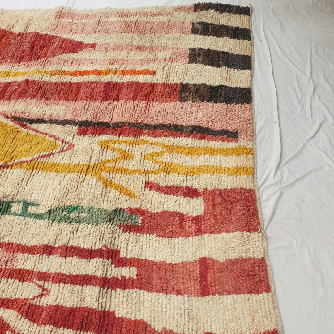 Chahalia | Large 9x12 Colorful Boujad Moroccan Rug - Handwoven Vibrant Berber Geometric Carpet | 9'x12'5" Ft | 274x380 cm - OunizZ