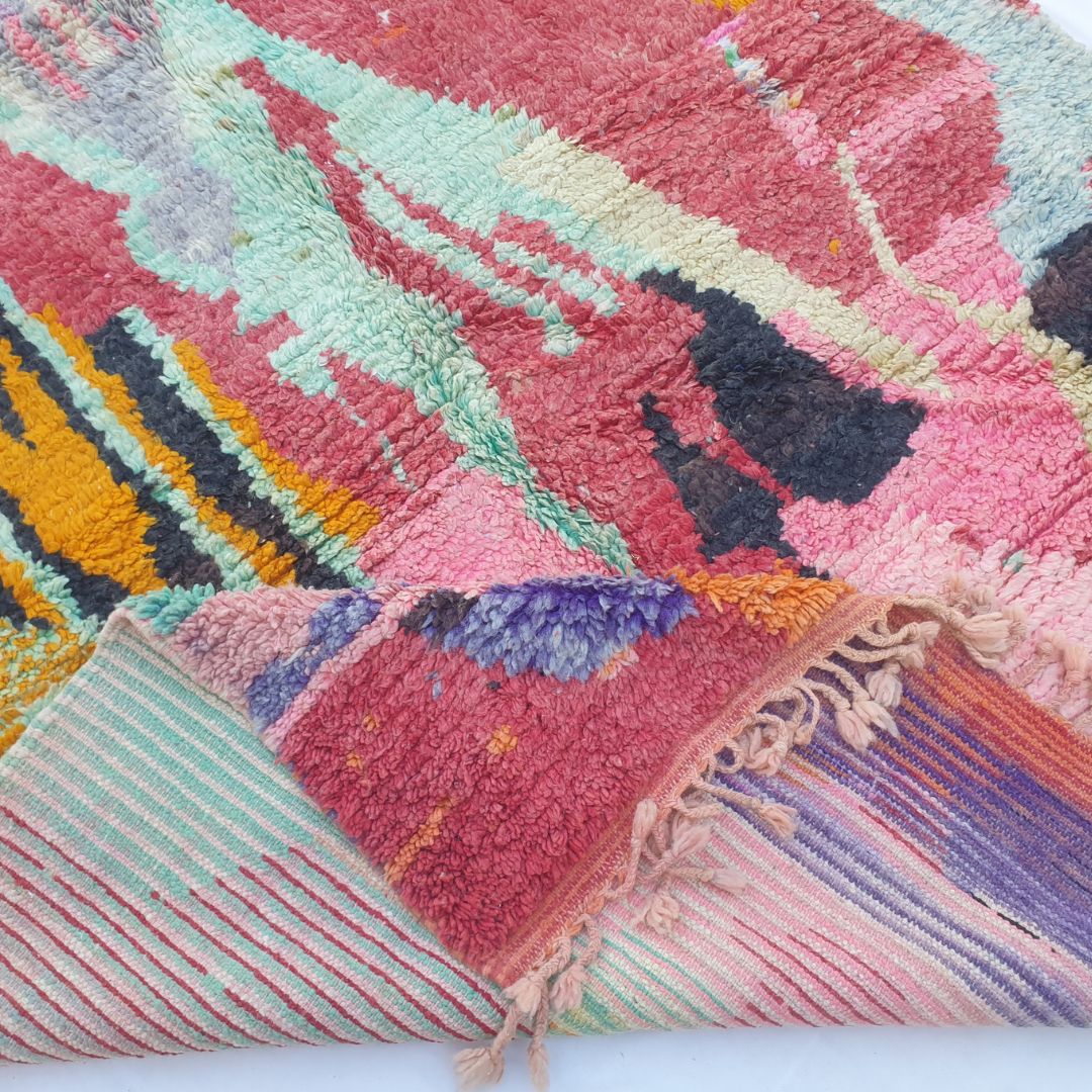 Clala – 6x9 Moroccan Rug – Red Abstract Expressionist Boujad Berber Handwoven Wool Carpet | 6'10"x9'6" Ft | 210x290 cm - OunizZ