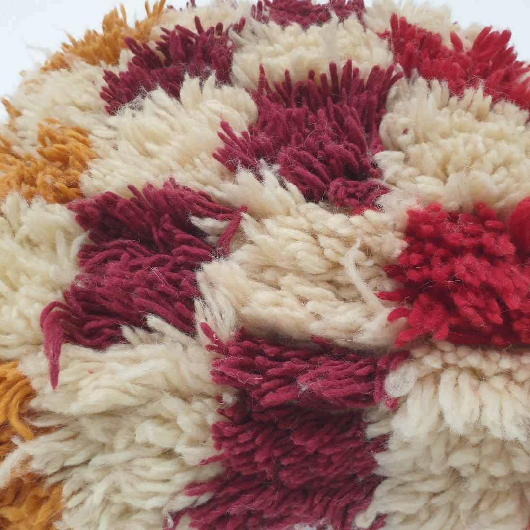 Cream Checkered Moroccan Cushion Cover – Warm Beni Mrirt Comfort 20x20 inches | 50x50 cm - OunizZ