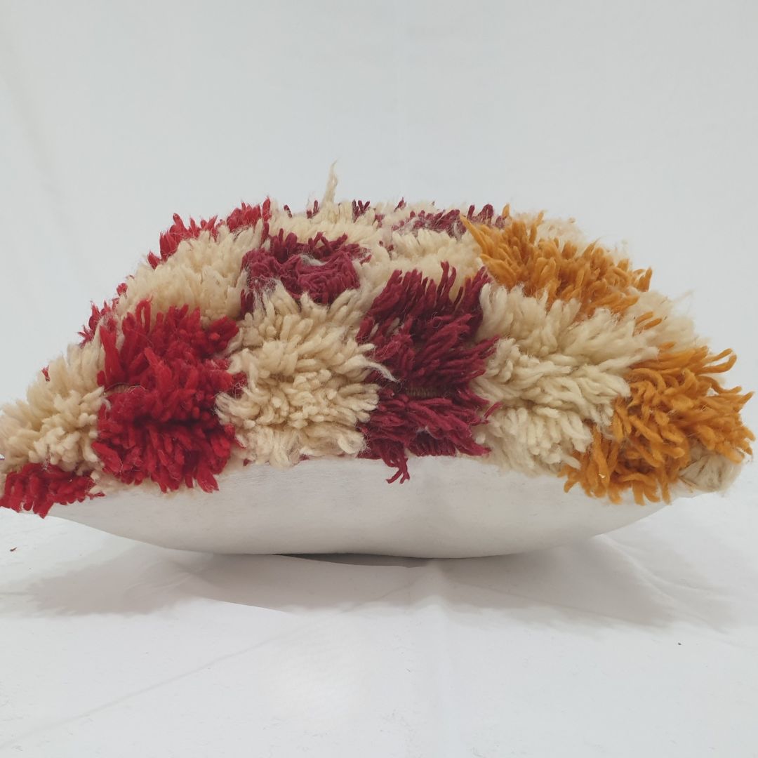 Cream Checkered Moroccan Cushion Cover – Warm Beni Mrirt Comfort 20x20 inches | 50x50 cm - OunizZ