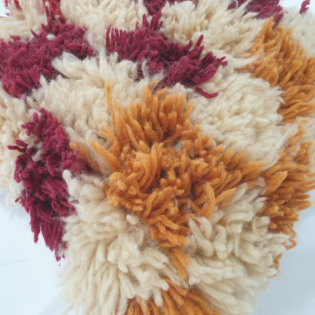 Cream Checkered Moroccan Cushion Cover – Warm Beni Mrirt Comfort 20x20 inches | 50x50 cm - OunizZ