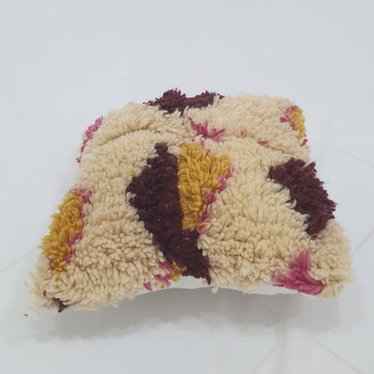 Cream Multicolor Moroccan Cushion Cover – Plush Beni Mrirt Beauty 16x16 inches | 42x42 cm - OunizZ