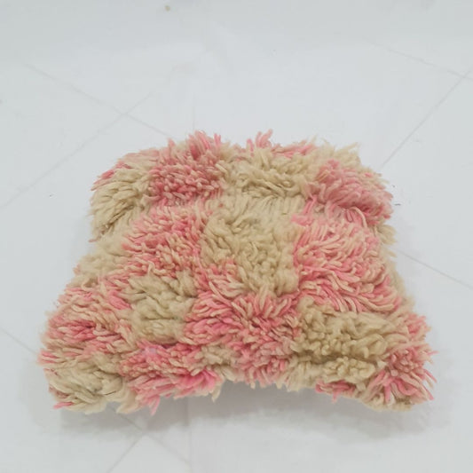 Cream Pink Moroccan Cushion Cover – Luxurious Handwoven Beni Mrirt 15x15 inches | 40x40 cm - OunizZ