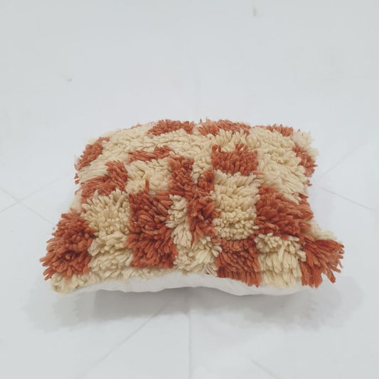 Cream Terracotta Moroccan Cushion Cover – Luxurious Handwoven Beni Mrirt 16x14 inches | 40x36 cm - OunizZ