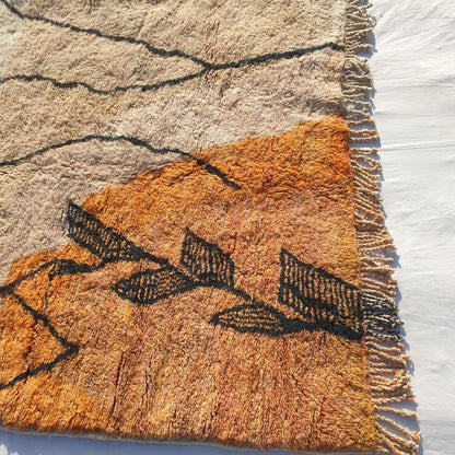 Customized BENI OUARAIN RUG Soft & Thick Pink Orange Living Room Carpet | Moroccan High Pile Area Rug Berber Authentic Wool | 200x250 cm | Rkia - OunizZ
