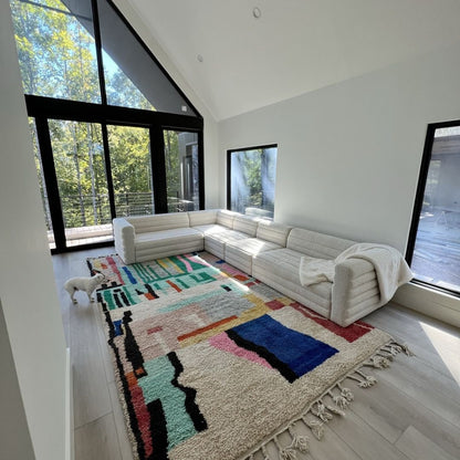 Customized GRANA | 14x7 Ft | Moroccan Colorful Rug | 100% wool handmade - OunizZ