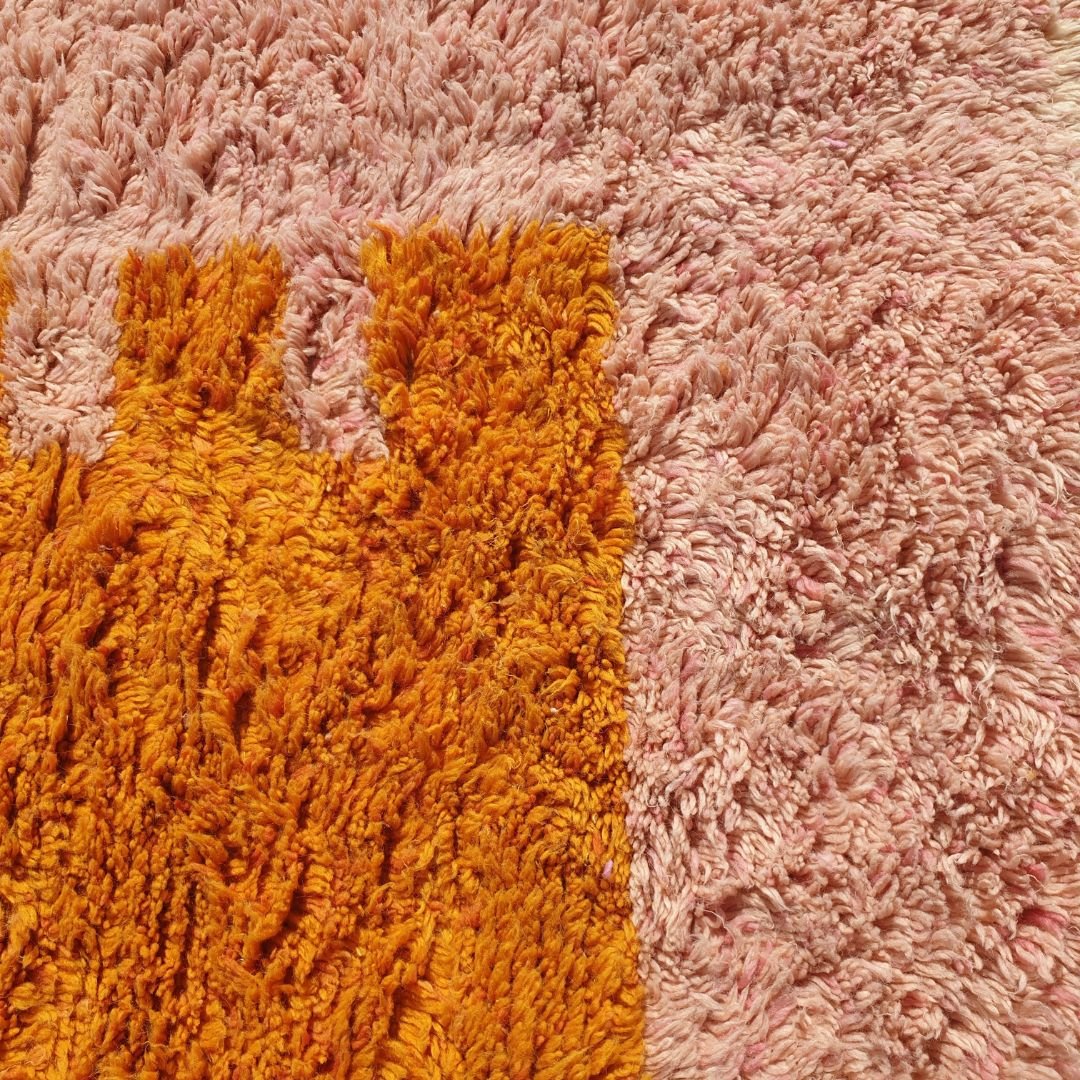 Customized Idouh - Moroccan Rug Pink Orange Beni Ourain | 8’5x11 ft | Moroccan Colorful Shag Rug | 100% wool handmade - OunizZ