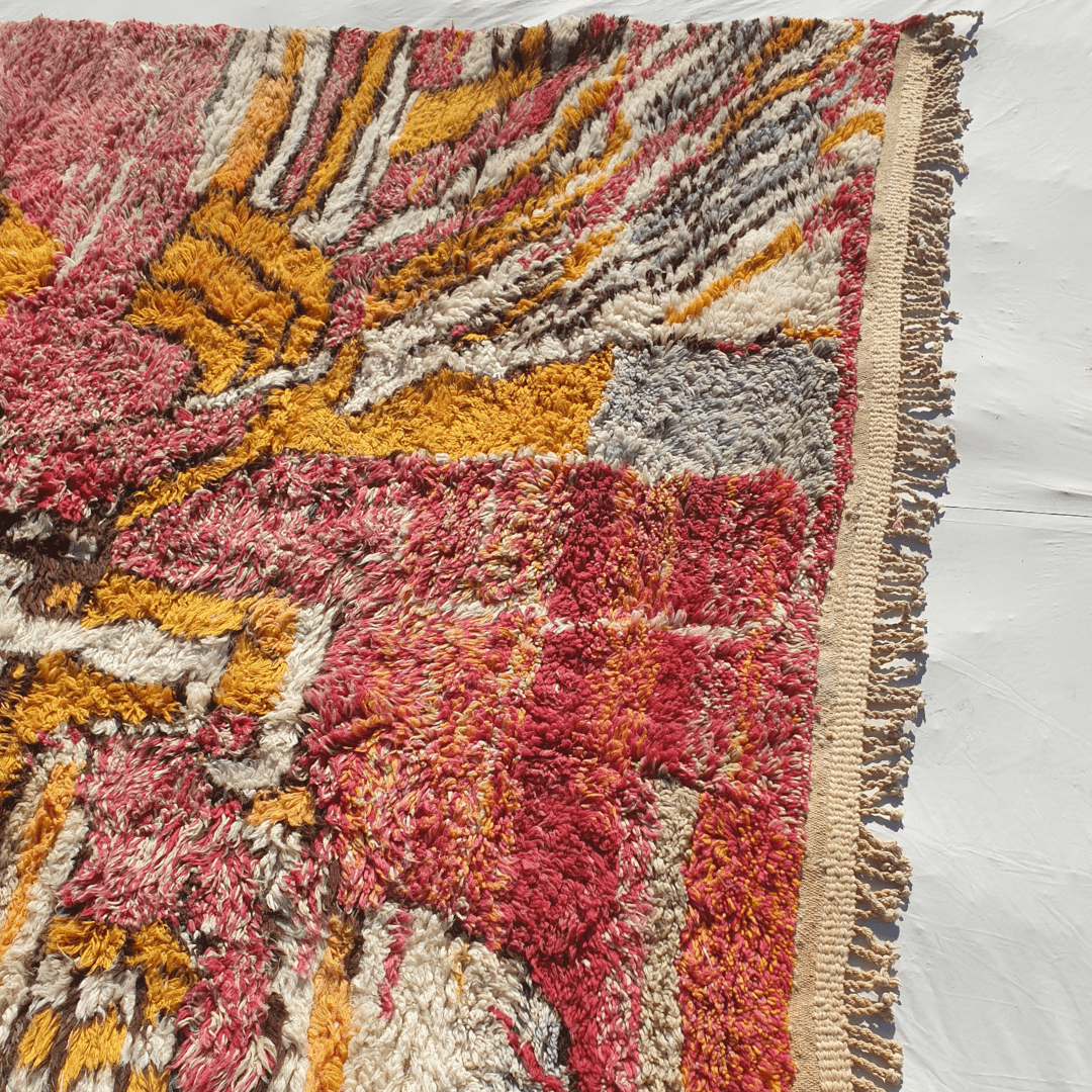 Customized Mabia | Oversized Red Moroccan Rug 8x10 ft | Authentic Handmade Boujad Berber Living room Rug - OunizZ