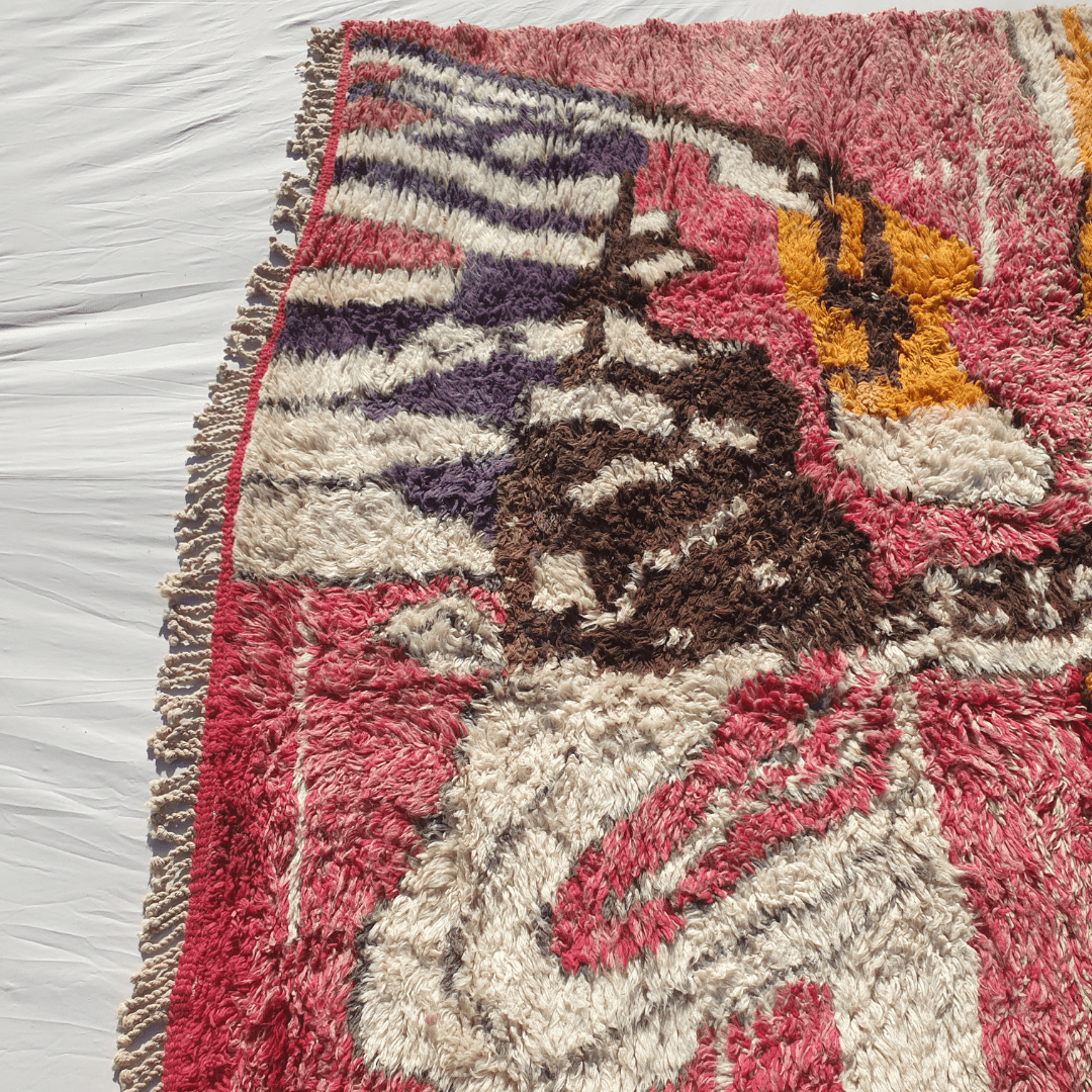 Customized Mabia | Oversized Red Moroccan Rug 8x10 ft | Authentic Handmade Boujad Berber Living room Rug - OunizZ