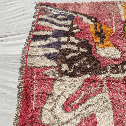 Customized Mabia | Oversized Red Moroccan Rug 8x10 ft | Authentic Handmade Boujad Berber Living room Rug - OunizZ