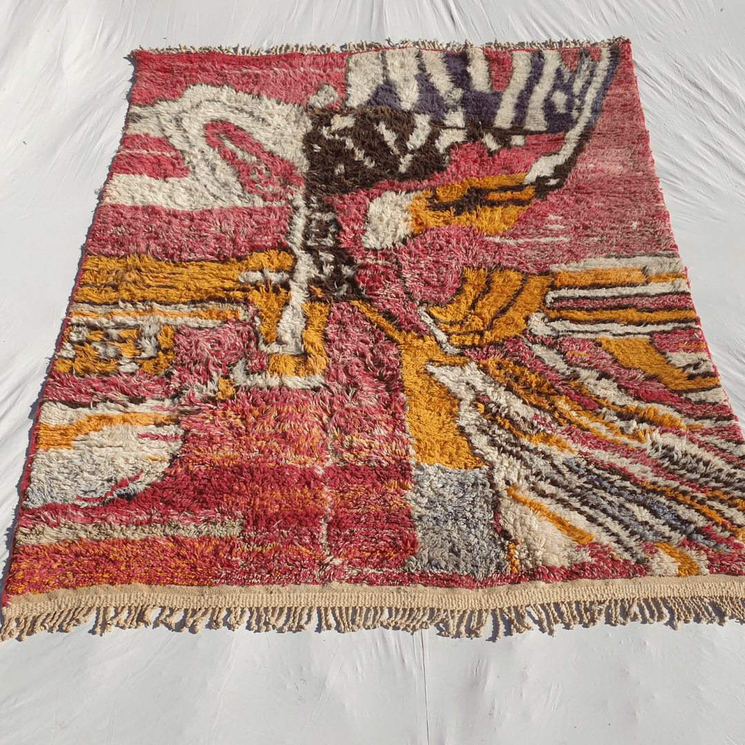 Customized Mabia | Oversized Red Moroccan Rug 8x10 ft | Authentic Handmade Boujad Berber Living room Rug - OunizZ