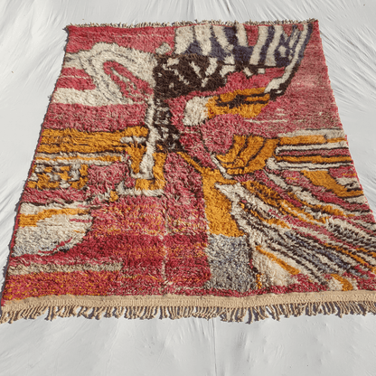 Customized Mabia | Oversized Red Moroccan Rug 8x10 ft | Authentic Handmade Boujad Berber Living room Rug - OunizZ
